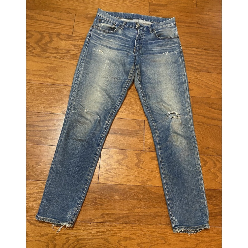 Moussy Vintage Jeans Women's 28 (30x27) Blue Japanese Selvedge Denim Distressed